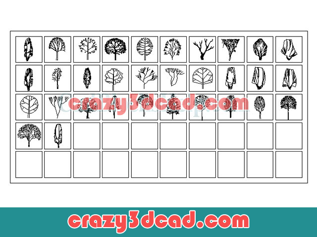 Deciduous tree CAD blocks